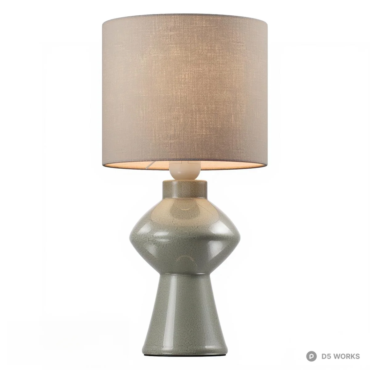 Ceramic Base Table Lamp With Textured Shade 3d model thumbnail 3