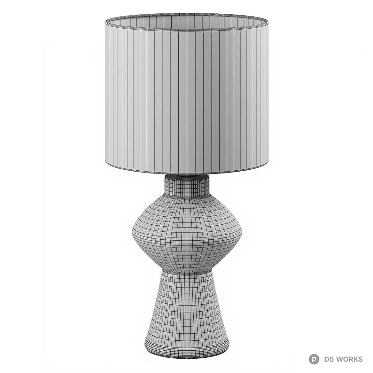 Ceramic Base Table Lamp With Textured Shade 3d model thumbnail 4