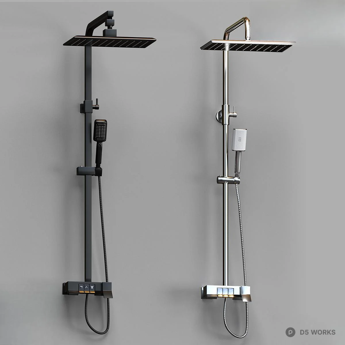 Modern Square Rain Shower Set 3d model - Image 1