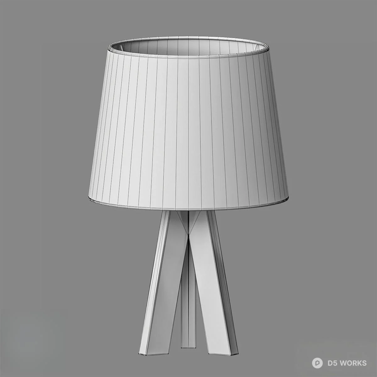 Wooden Tripod Base Linen Shade Table Lamp 3d model thumbnail 2