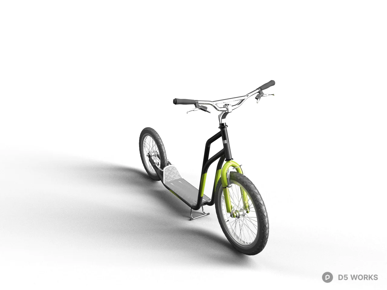 Electric Scooter With Neon Green Accents 3d model - Image 1