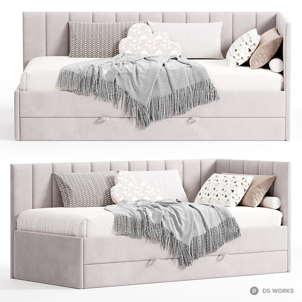 Minimalist Upholstered Sofa Bed With Storage 3d model thumbnail 2