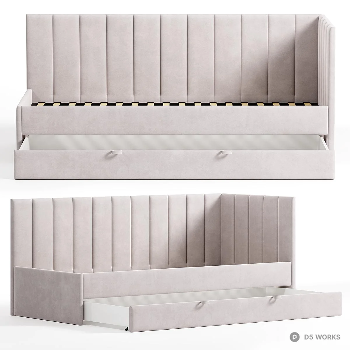 Minimalist Upholstered Sofa Bed With Storage 3d model thumbnail 3
