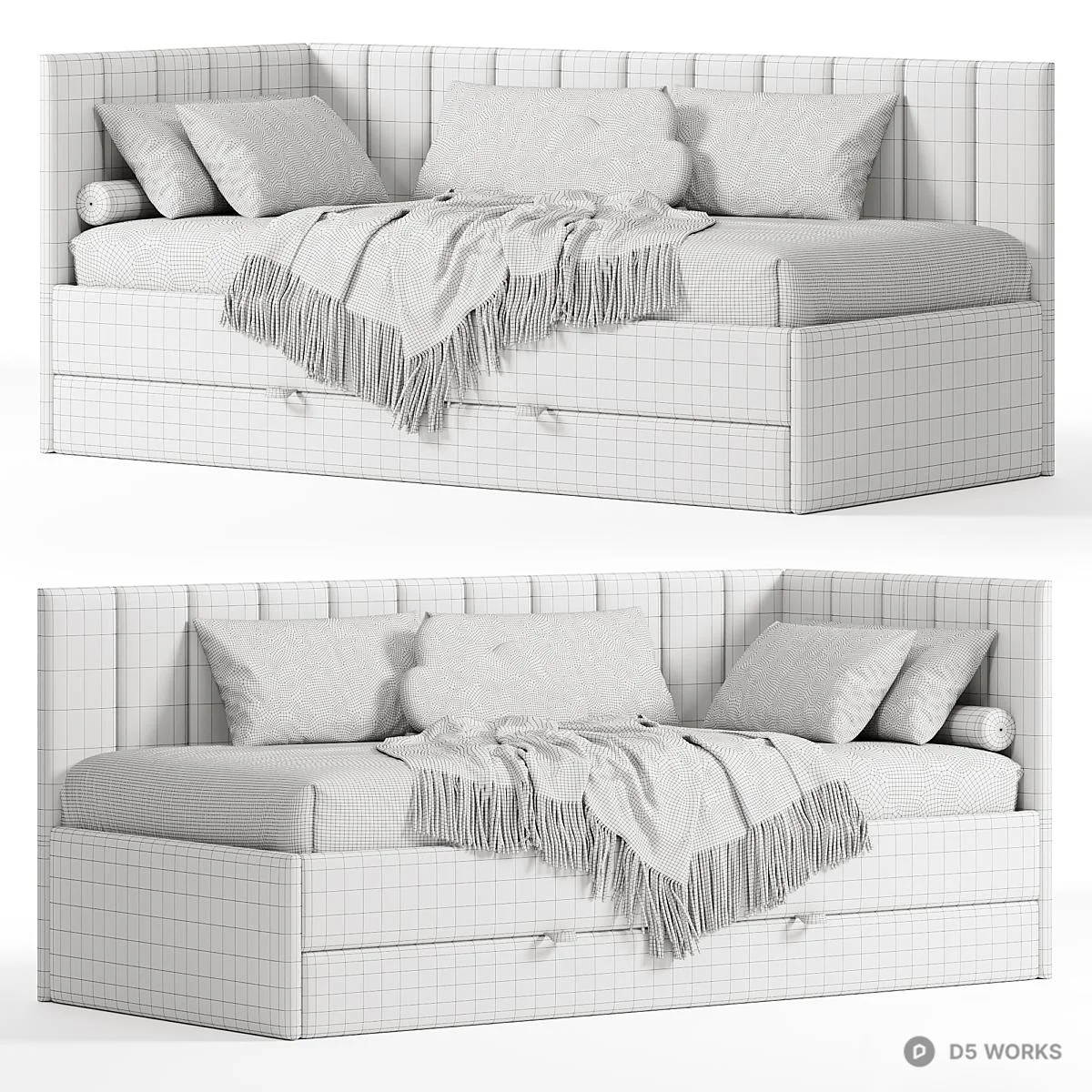 Minimalist Upholstered Sofa Bed With Storage 3d model thumbnail 5