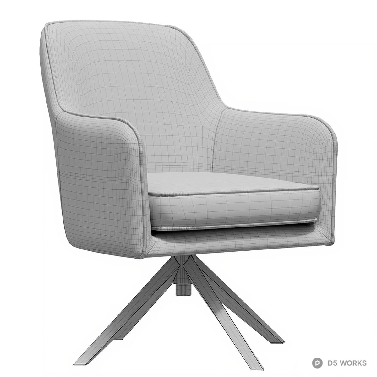 Bouclé Upholstered Swivel Armchair 3d model thumbnail 3