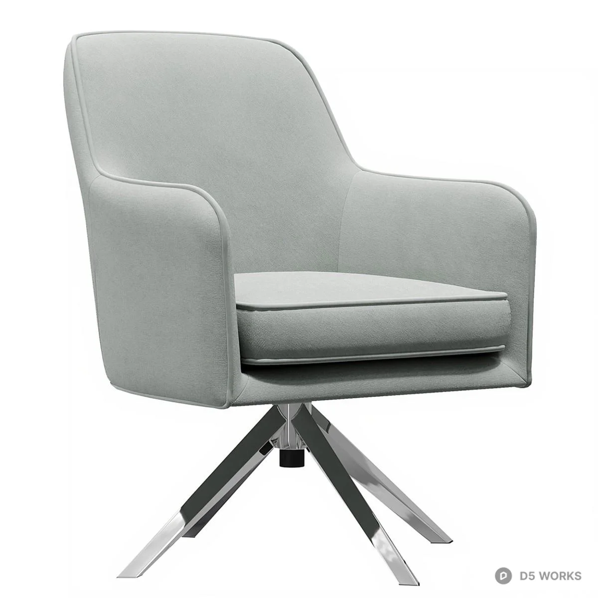 Bouclé Upholstered Swivel Armchair 3d model thumbnail 2