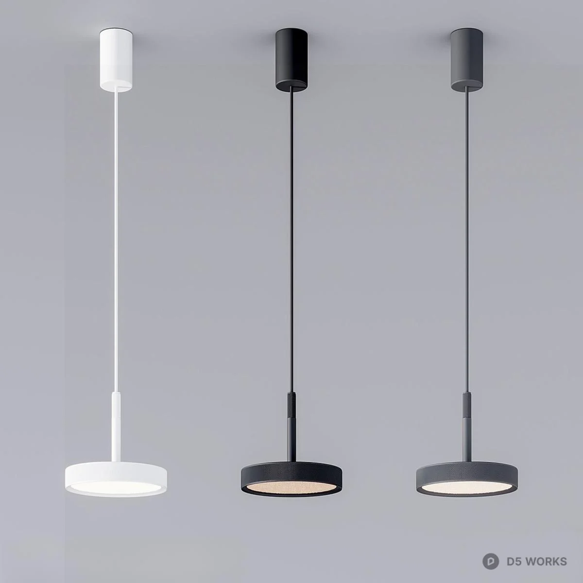 Minimalist Cylindrical Pendant Light 3d model - Image 1