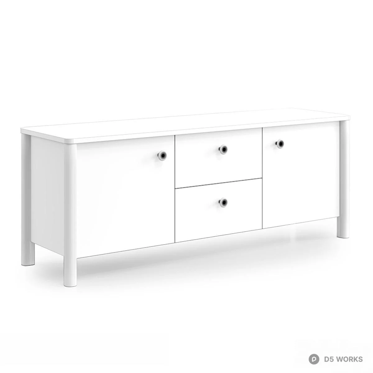 Grass Print Wood TV Cabinet 3d model thumbnail 2
