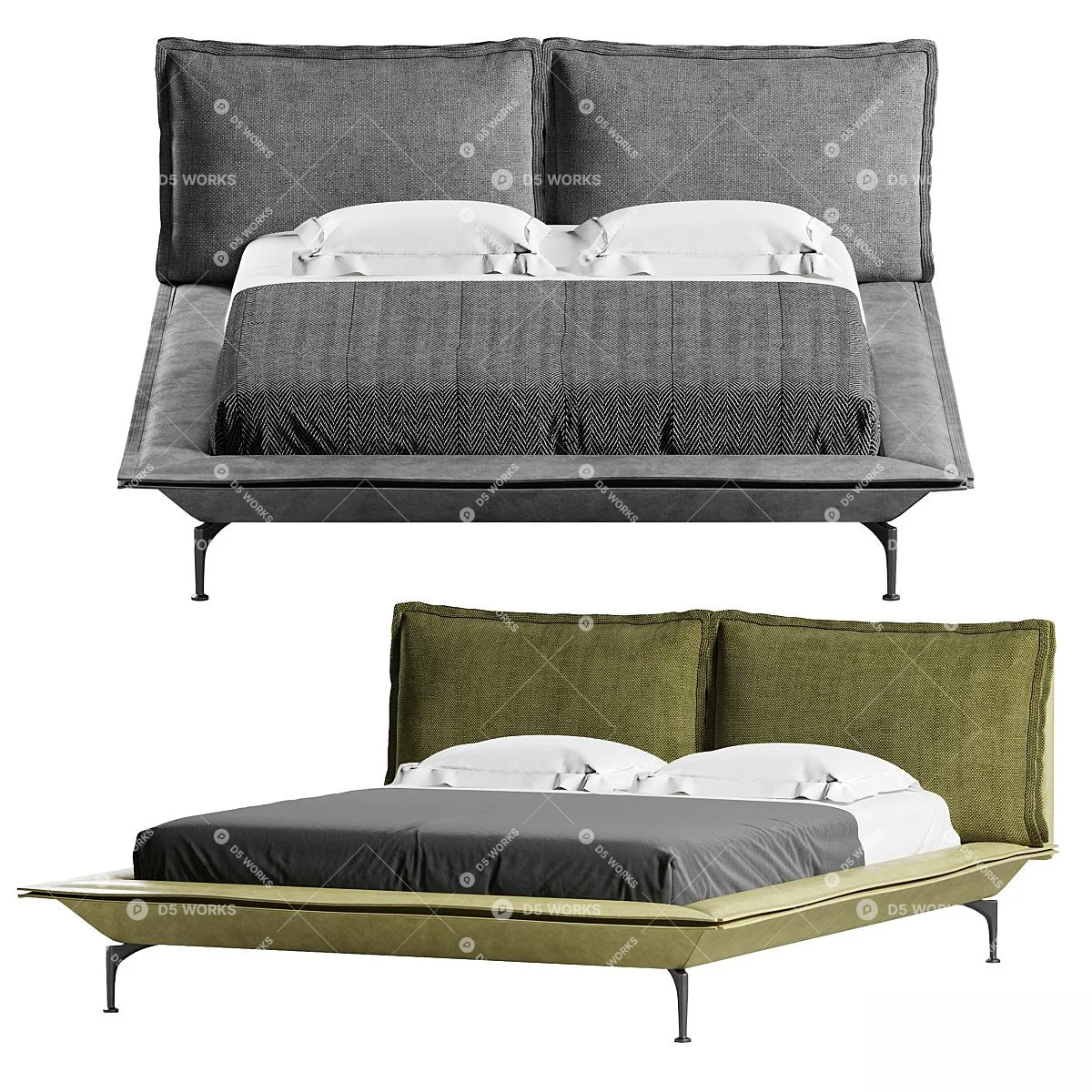 Modern Double Bed 3d model thumbnail 2
