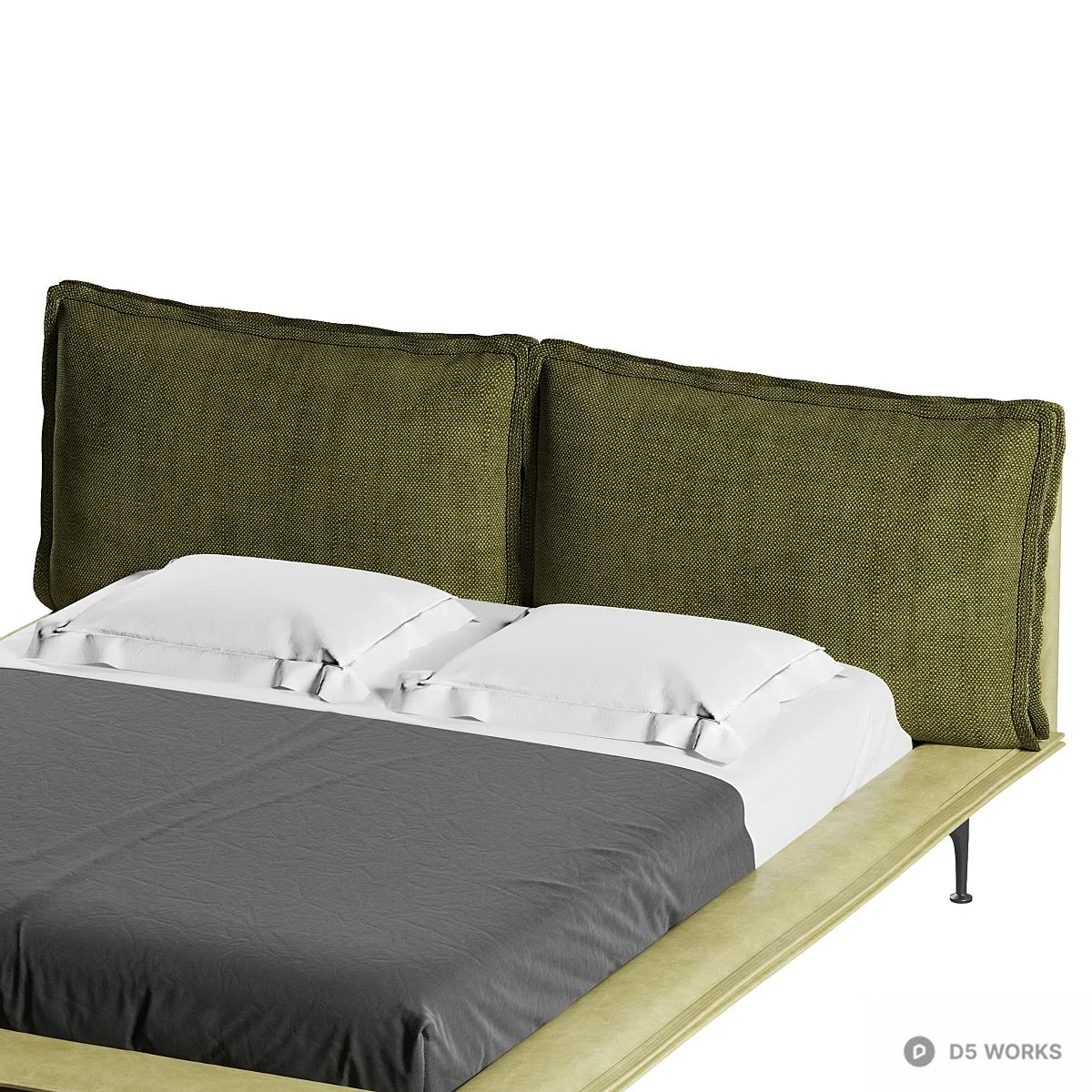 Modern Upholstered Platform Bed 3d model thumbnail 3