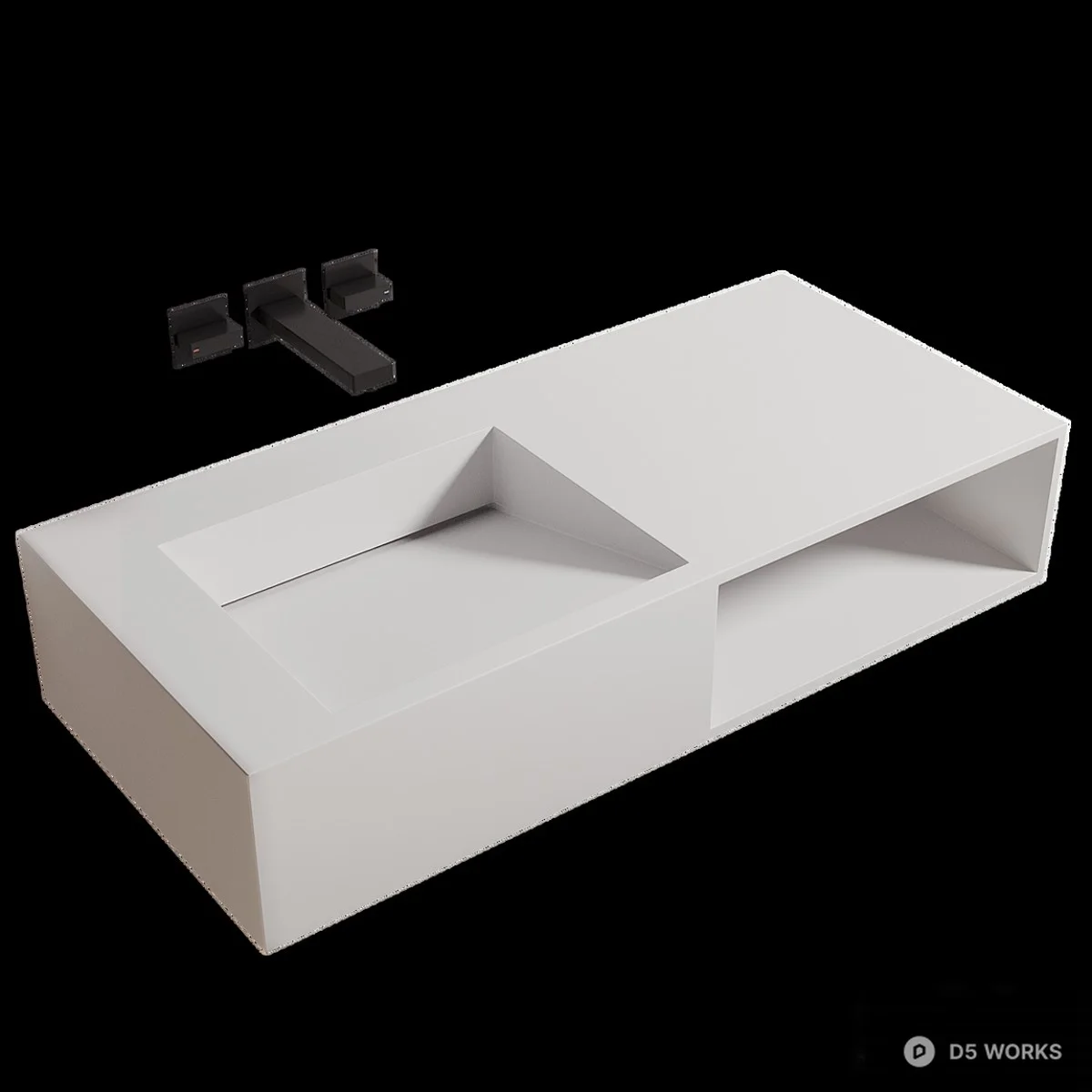 Minimalist Rectangular Basin 3d model thumbnail 2