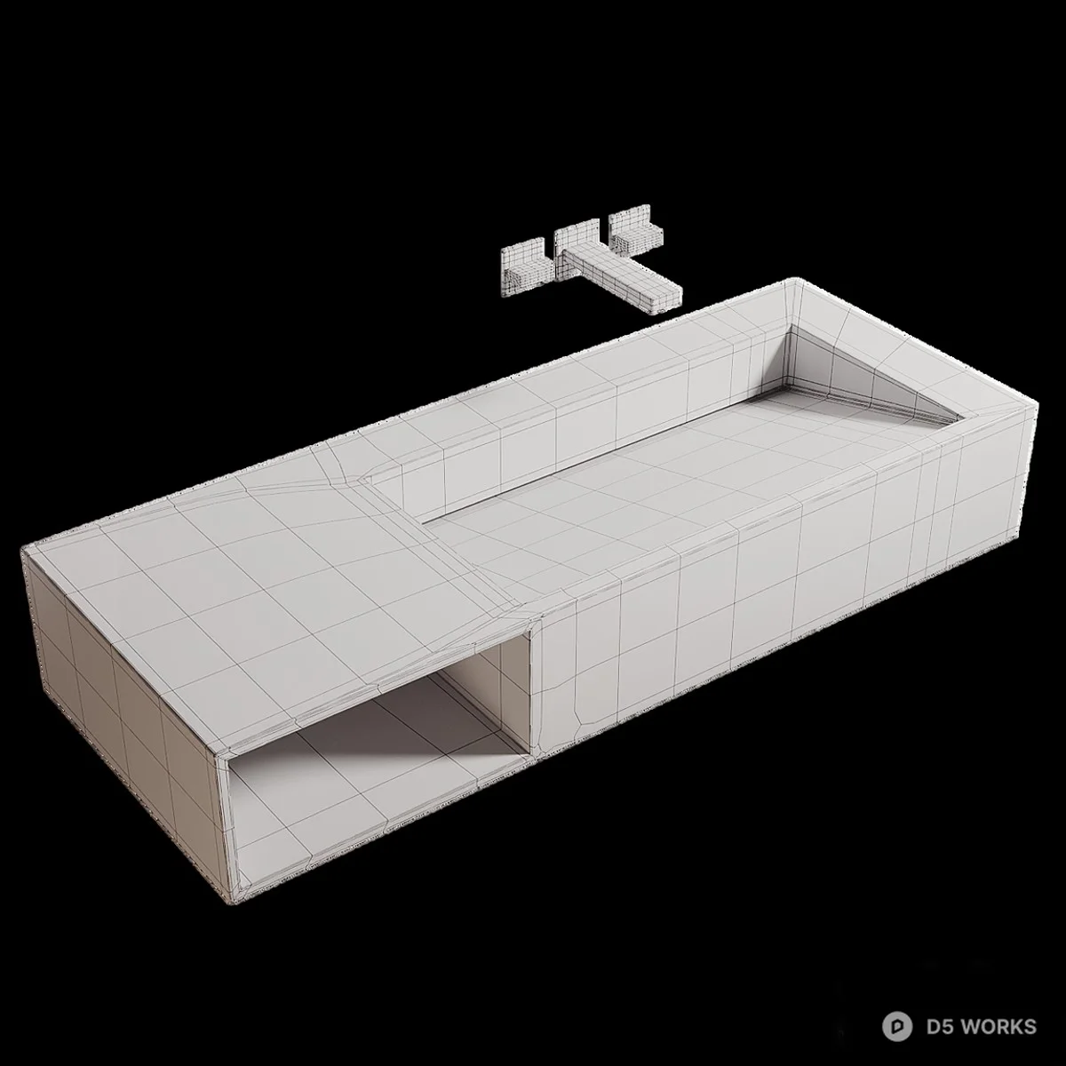 Minimalist Rectangular Basin 3d model thumbnail 3