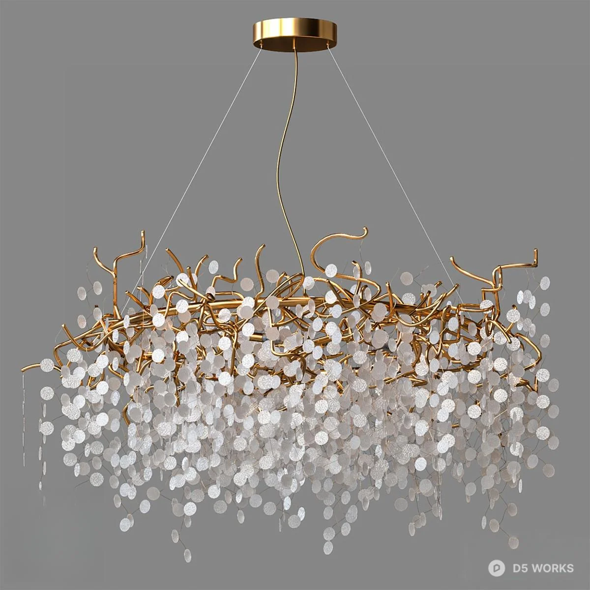 Organic Branch Chandelier With Glass Discs 3d model - Image 1