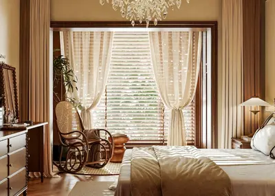 Mid Century Modern Bedroom with Sheer Curtains 3d model