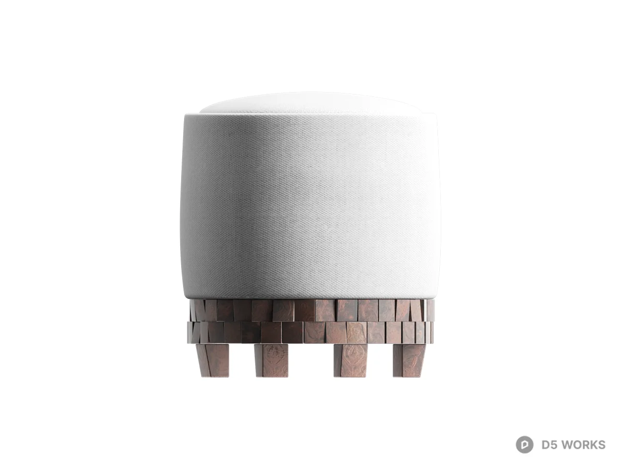 Textured Base Upholstered Stool 3d model thumbnail 2