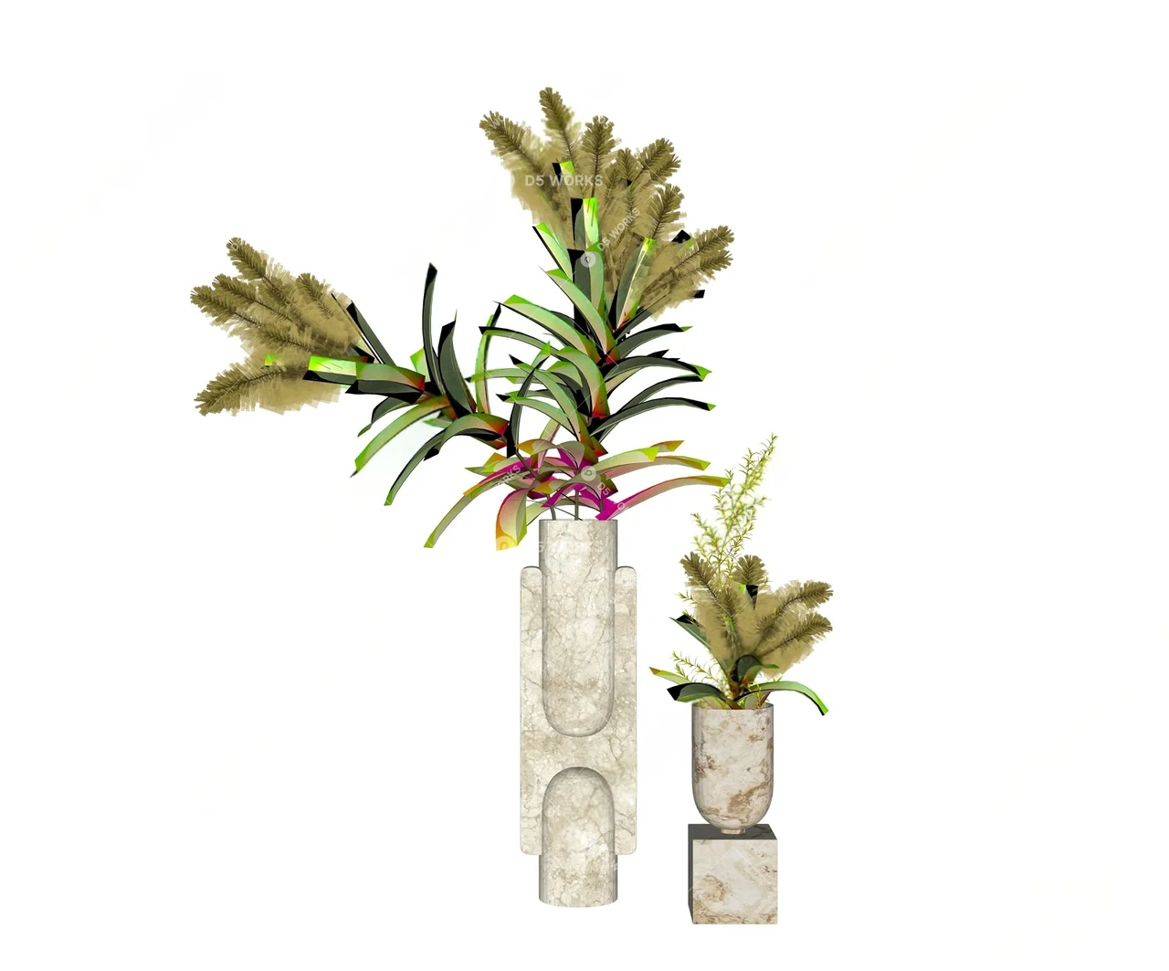 Mid-Century Modern Floral Arrangement 3d model thumbnail 2
