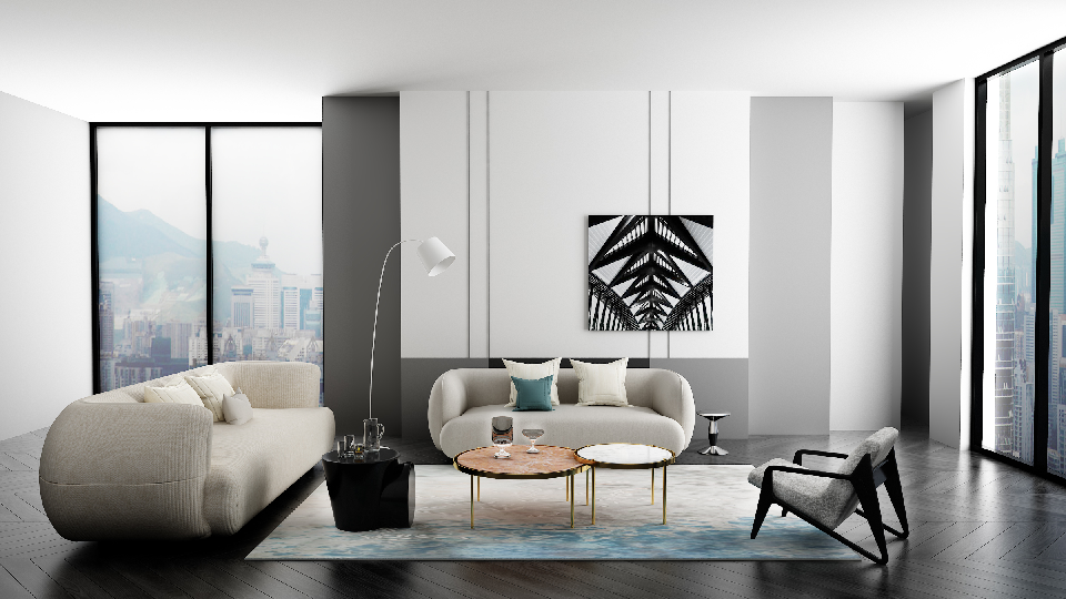 Modern Sofa & Side Table Set