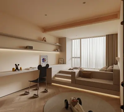 Modern Minimalist Children Room With Stepped Platform 3d model