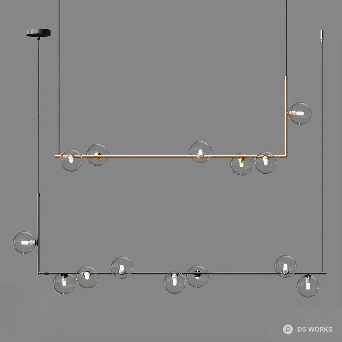 Minimalist Linear Pendant Light 3d model - Image 1