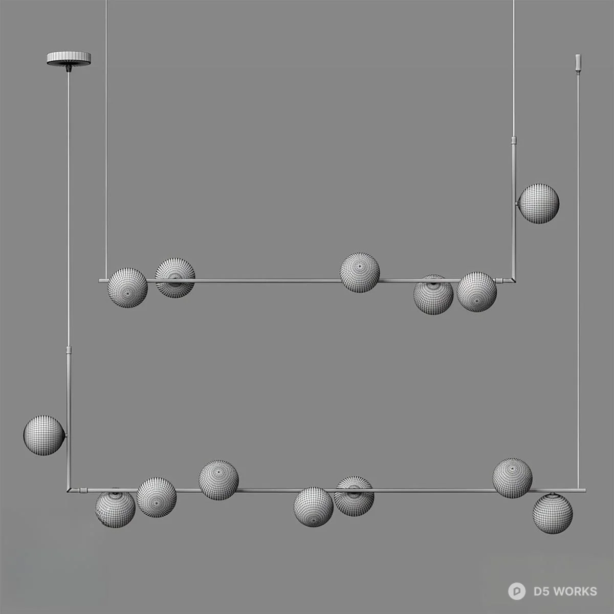 Minimalist Linear Pendant Light 3d model thumbnail 2