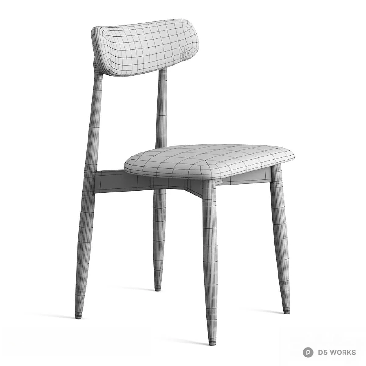 Velvet Upholstered Dining Chair 3d model thumbnail 4