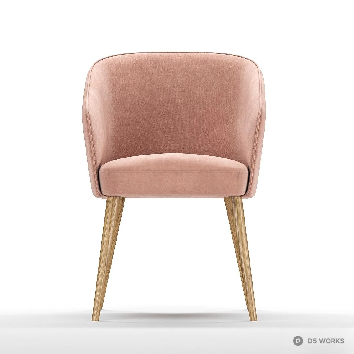Velvet Upholstered Armchair With Wooden Legs 3d model thumbnail 3