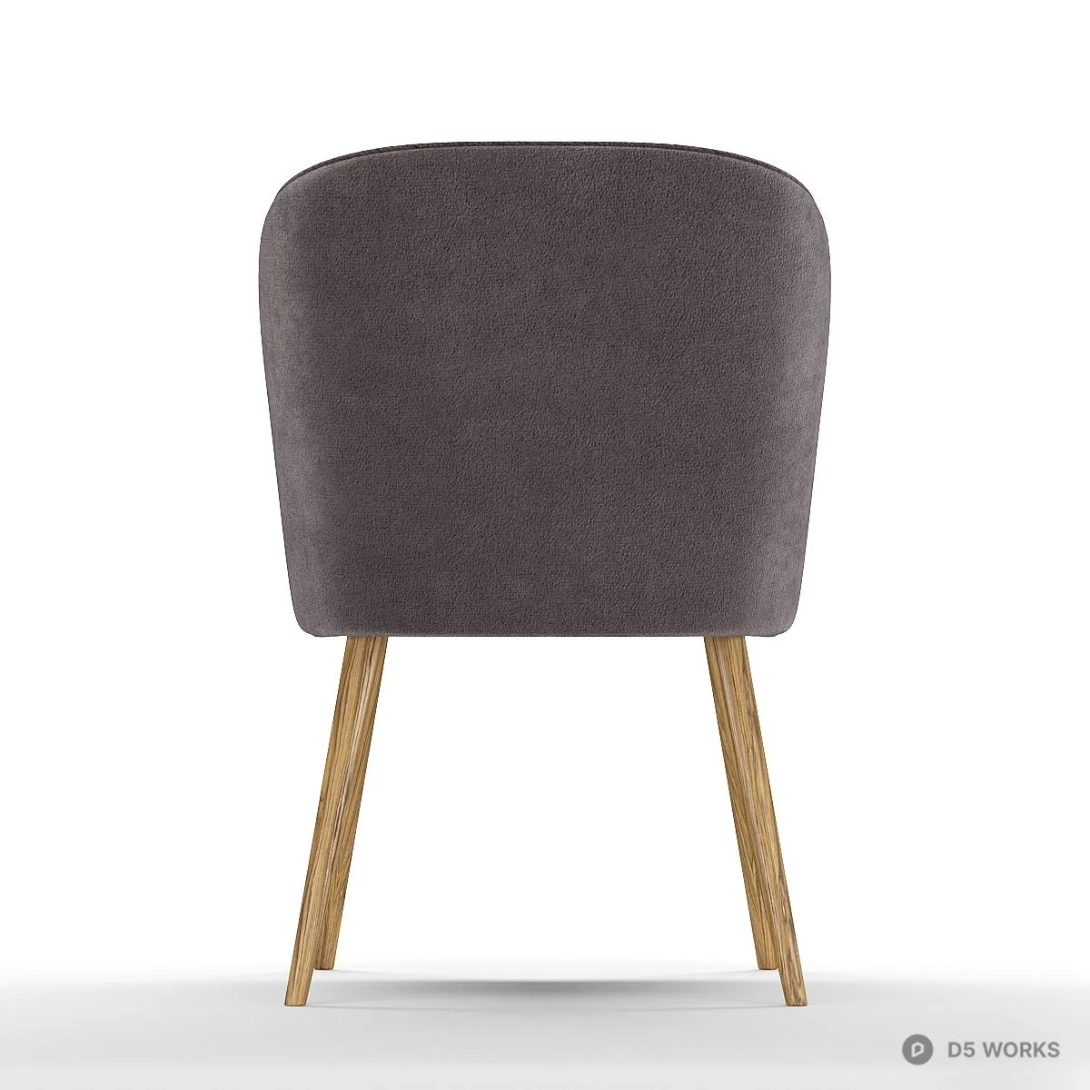 Velvet Upholstered Armchair With Wooden Legs 3d model thumbnail 5