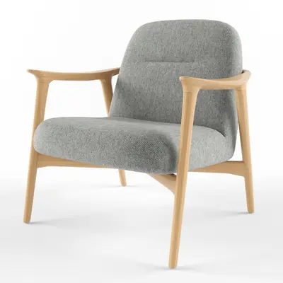 Modern Minimalist Wooden Armchair 3d model