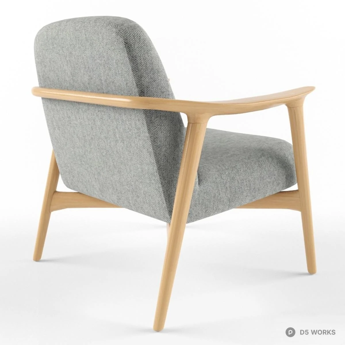 Modern Minimalist Wooden Armchair 3d model thumbnail 4