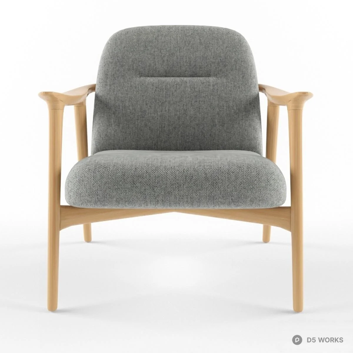 Modern Minimalist Wooden Armchair 3d model thumbnail 2