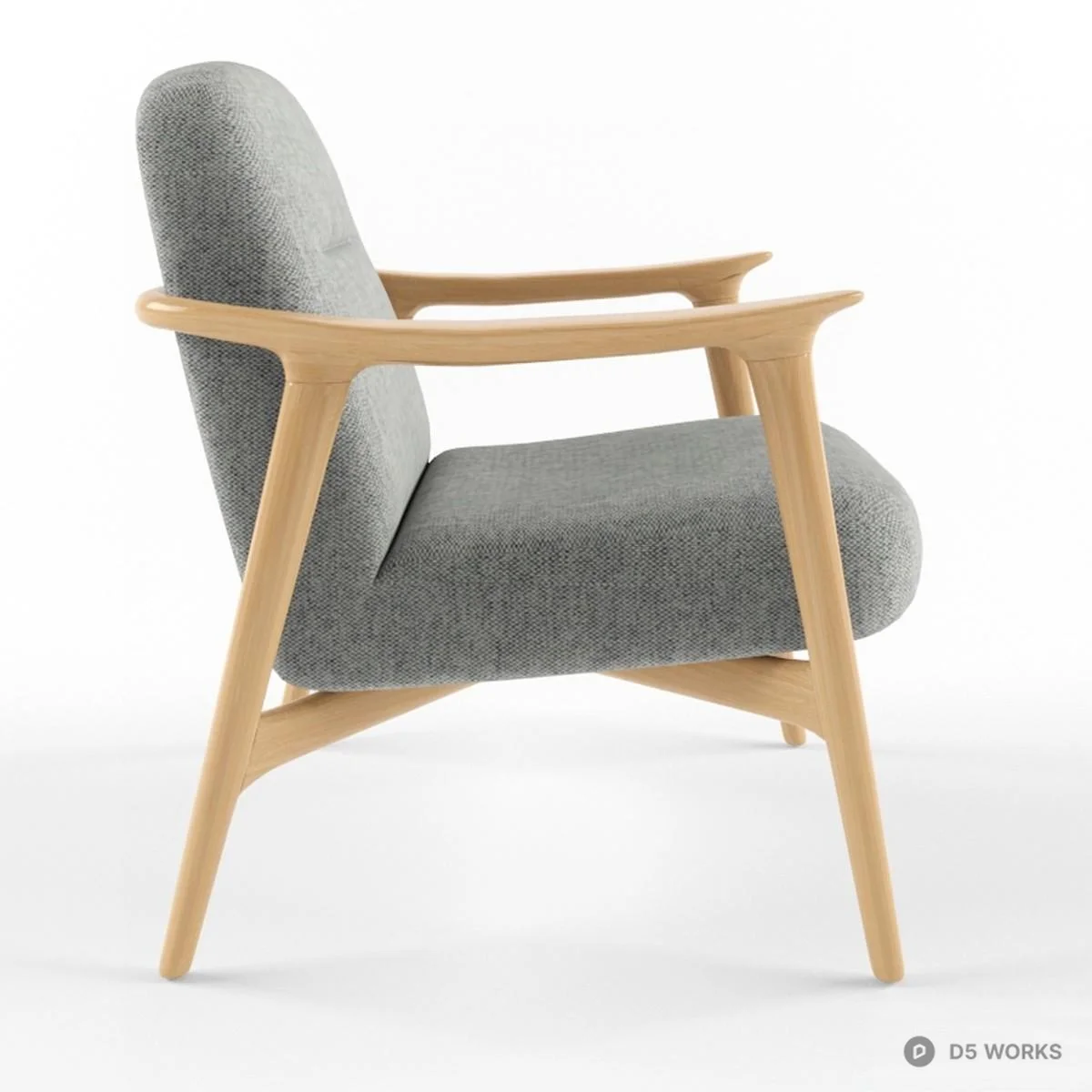 Modern Minimalist Wooden Armchair 3d model thumbnail 3