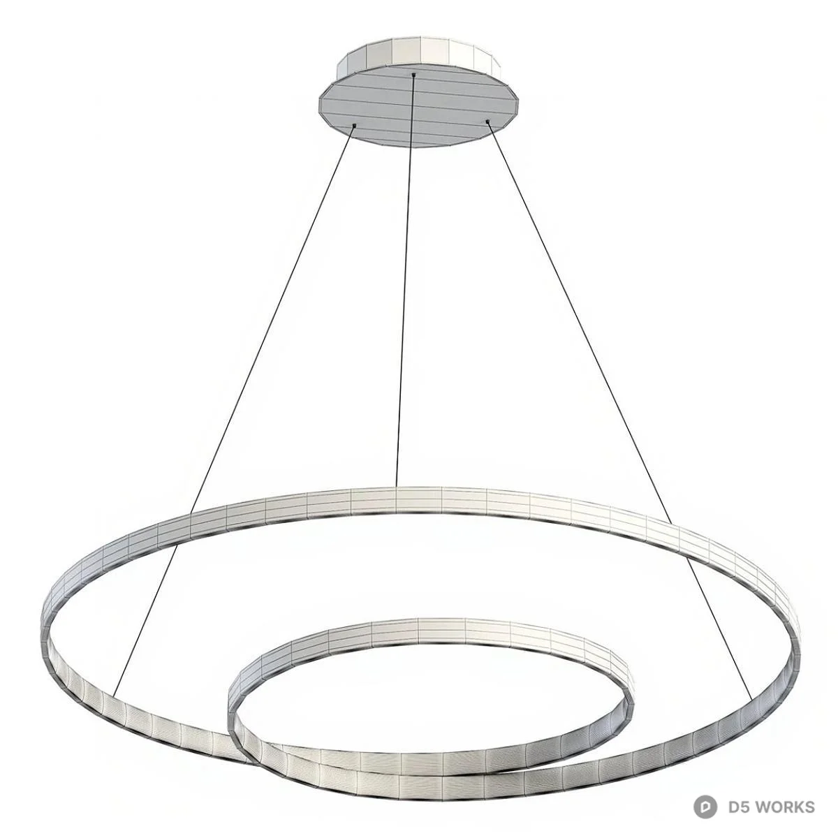 Minimalist Double Ring LED Pendant Light 3d model thumbnail 2