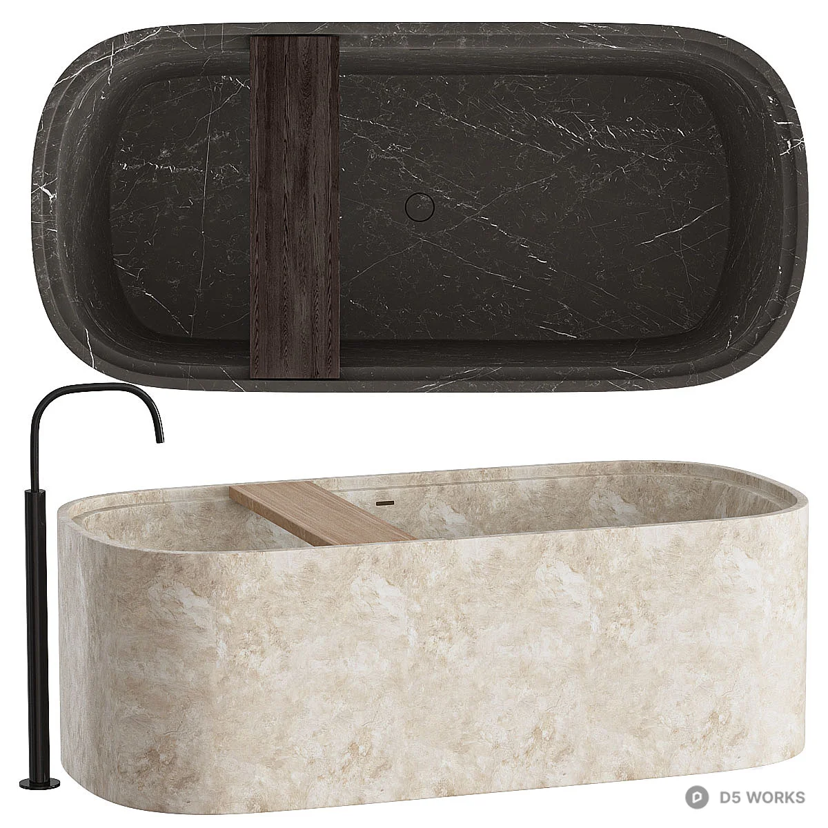 Marble Texture Freestanding Bathtub 3d model - Image 1