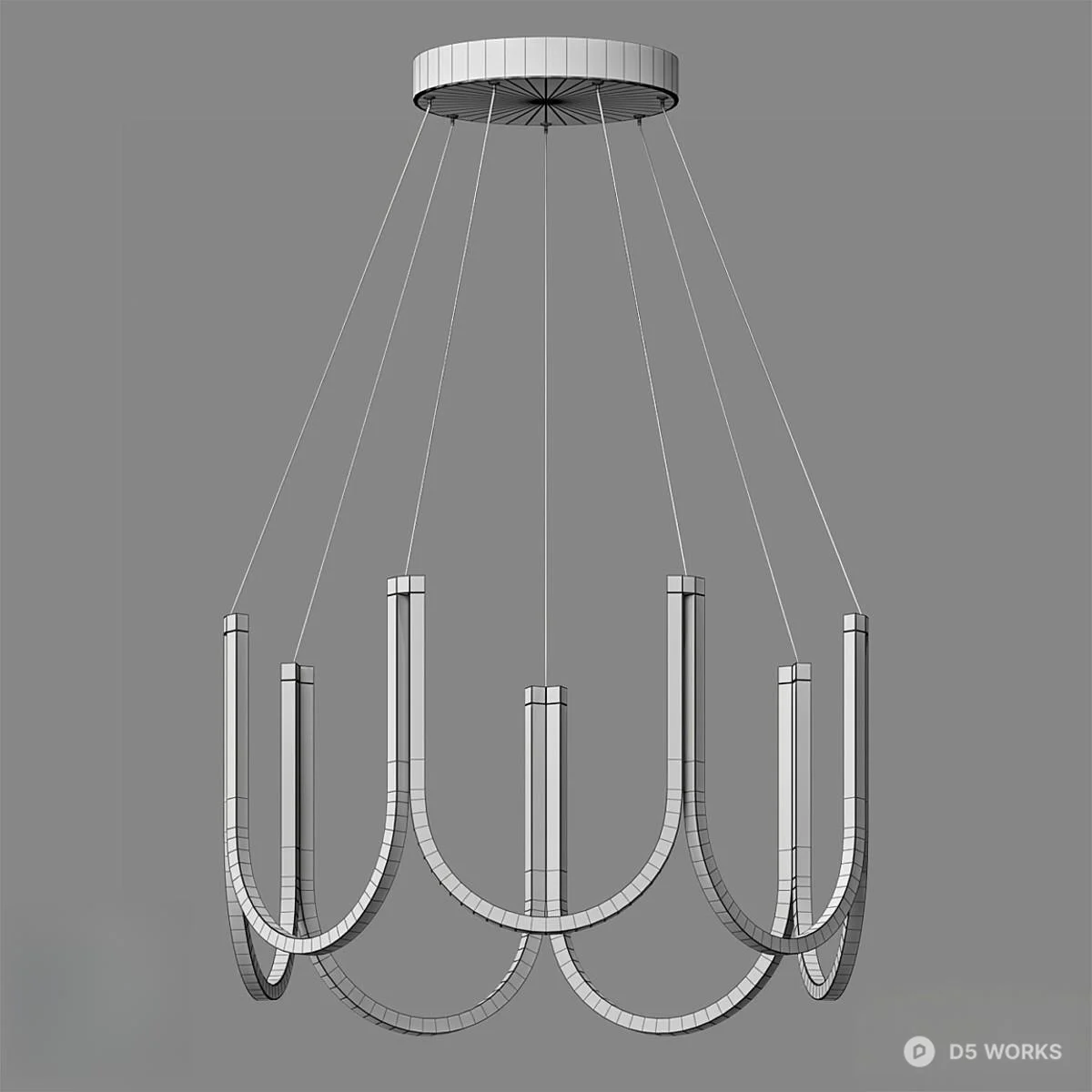 Modern U-Shaped LED Pendant Light 3d model thumbnail 2