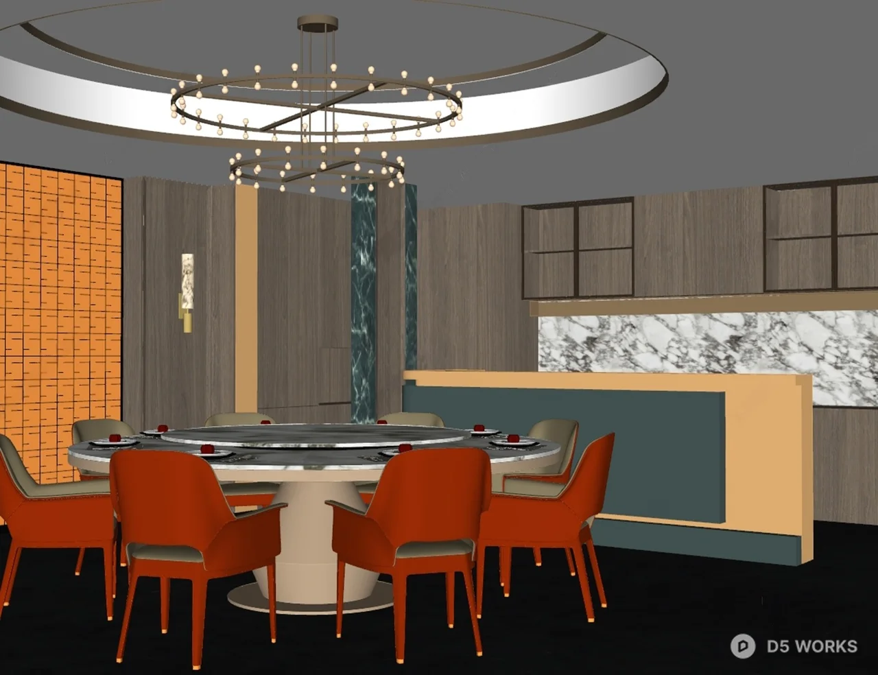 Modern Luxury Dining Booth 3d model thumbnail 2