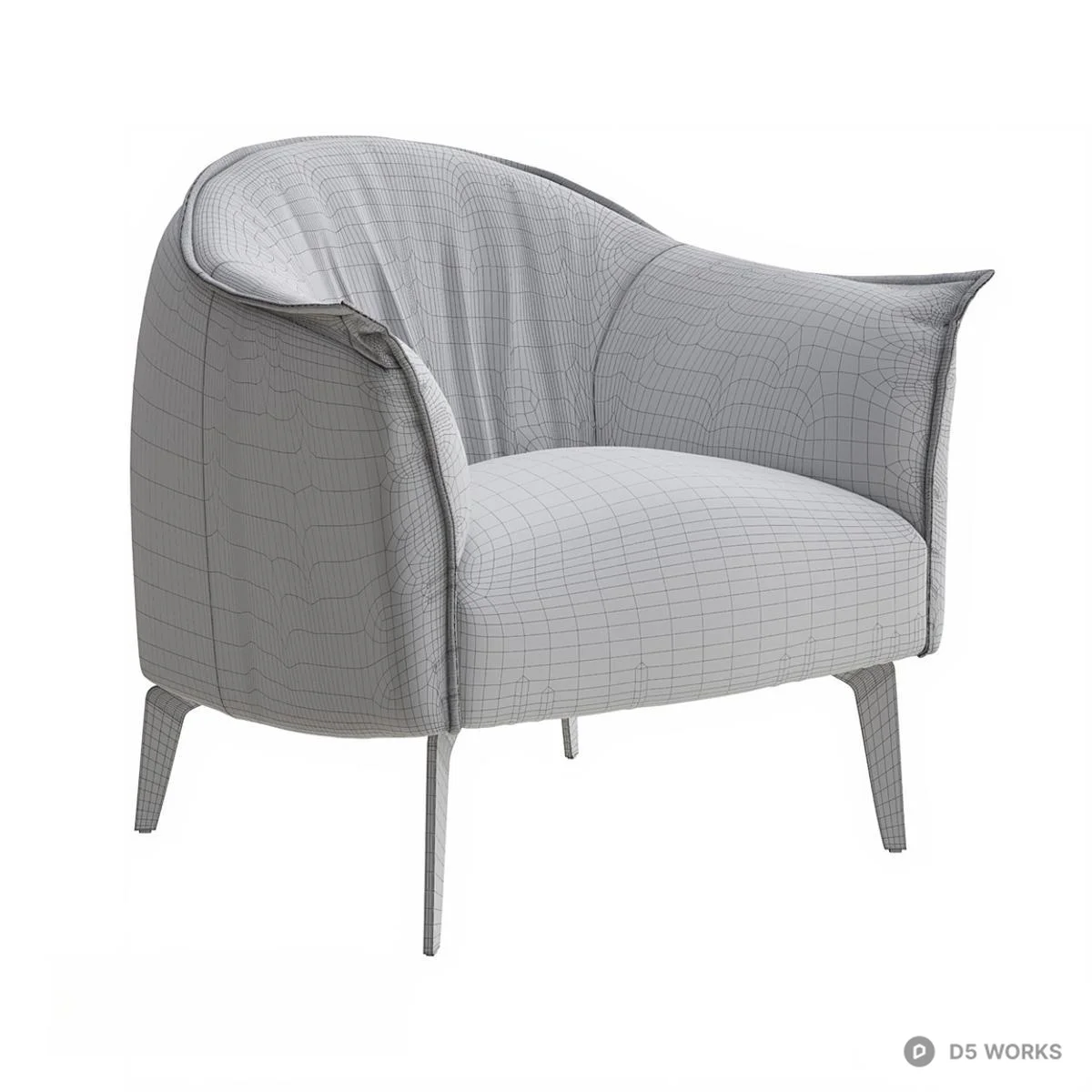 Upholstered Armchair With Tapered Legs 3d model thumbnail 2