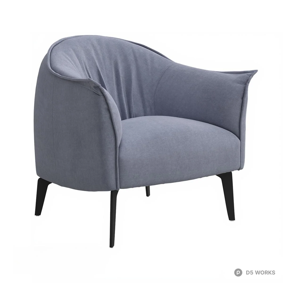 Upholstered Armchair With Tapered Legs 3d model - Image 1
