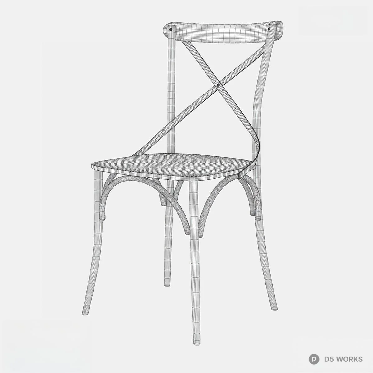 Crossback Metal Dining Chair 3d model thumbnail 2