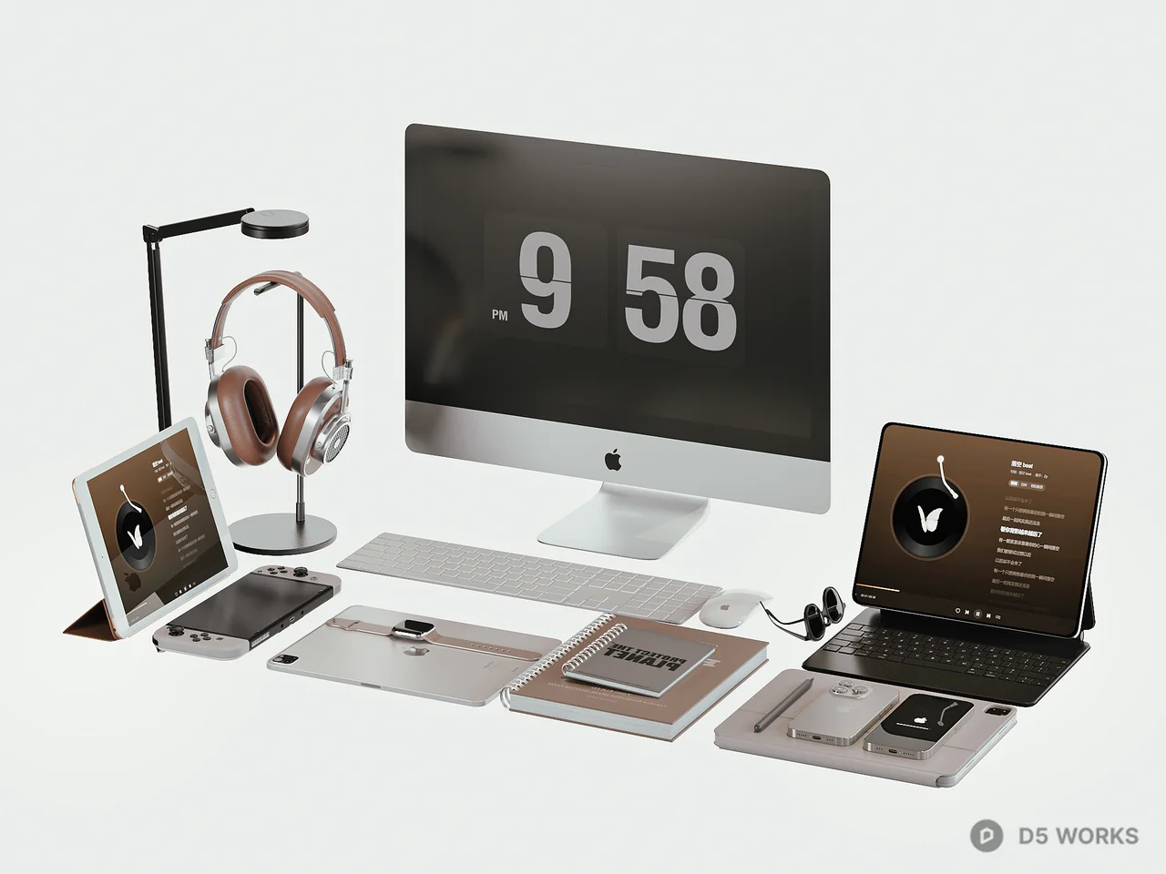 Minimalist Digital Workspace Setup 3d model - Image 1