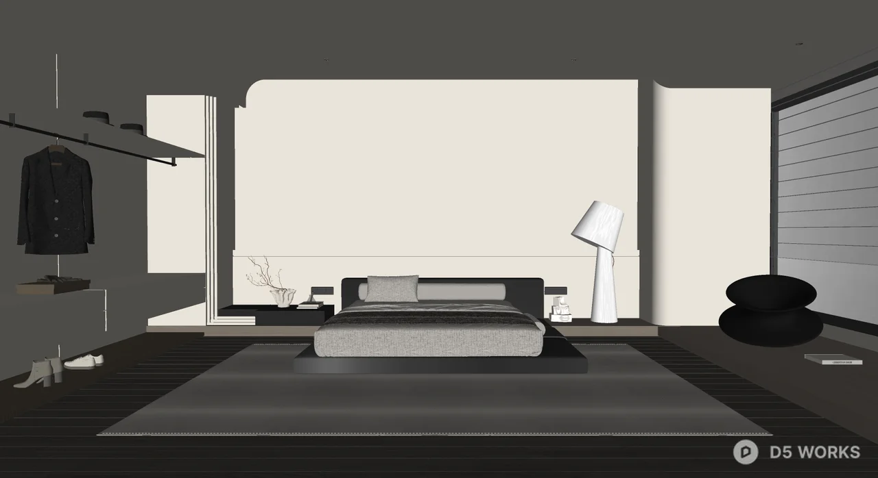 Minimalist Platform Bed Bedroom 3d model thumbnail 2