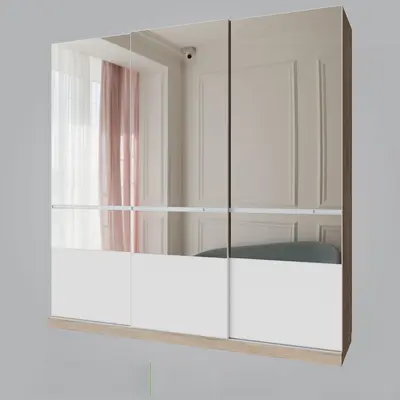 Mirror Front Sliding Door Wardrobe 3d model
