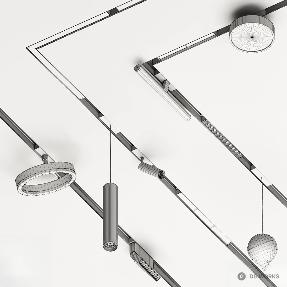 Modern Linear Lighting System 3d model thumbnail 3