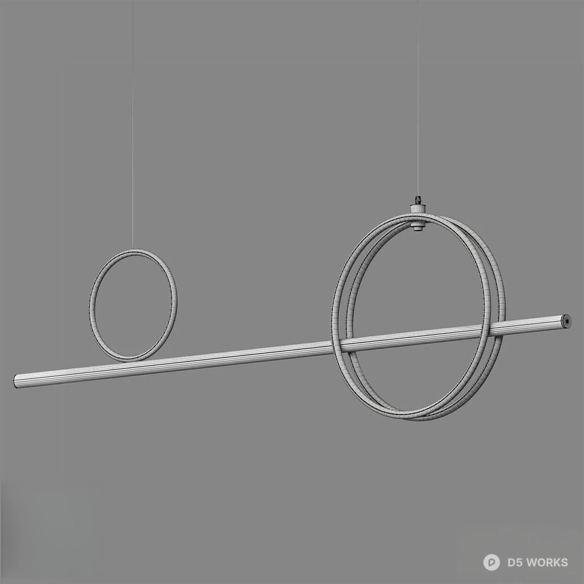Minimalist Linear Ring Pendant Light 3d model thumbnail 2