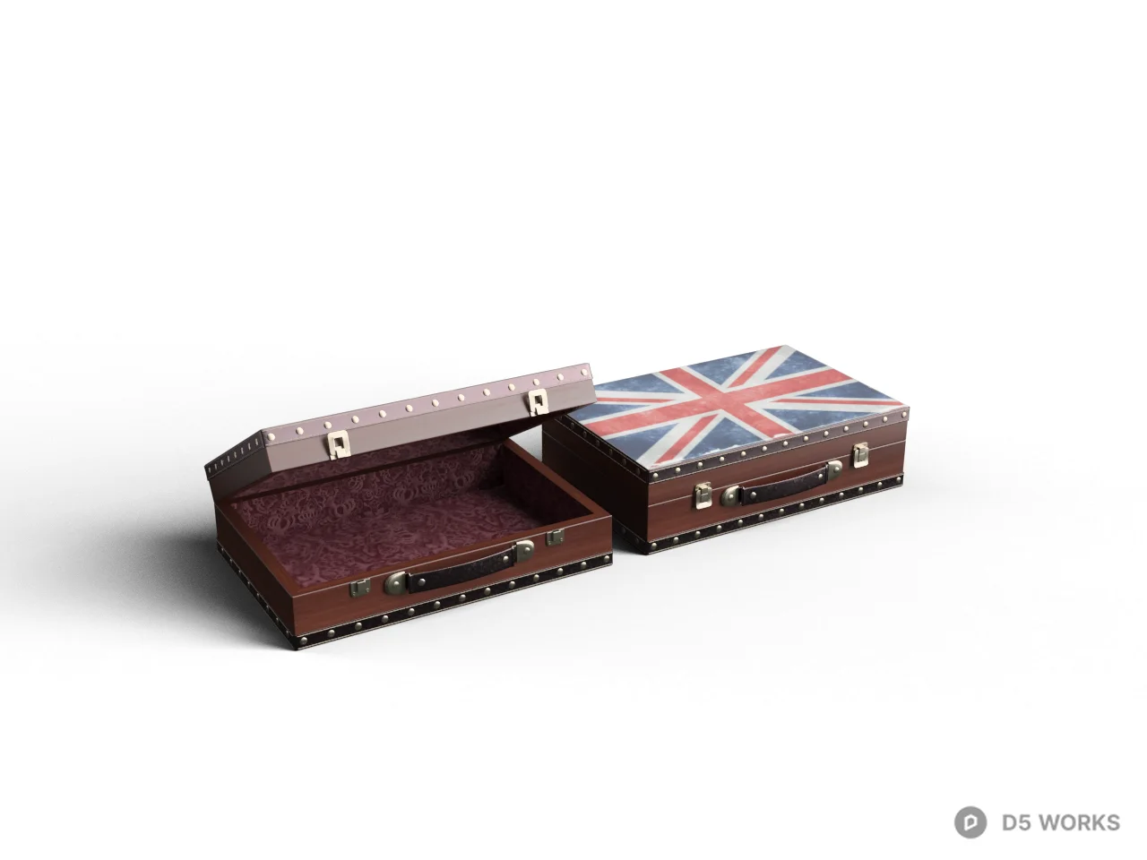 Union Jack Patterned Suitcase 3d model - Image 1