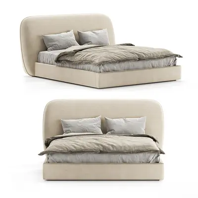 Minimalist Upholstered Double Bed 3d model