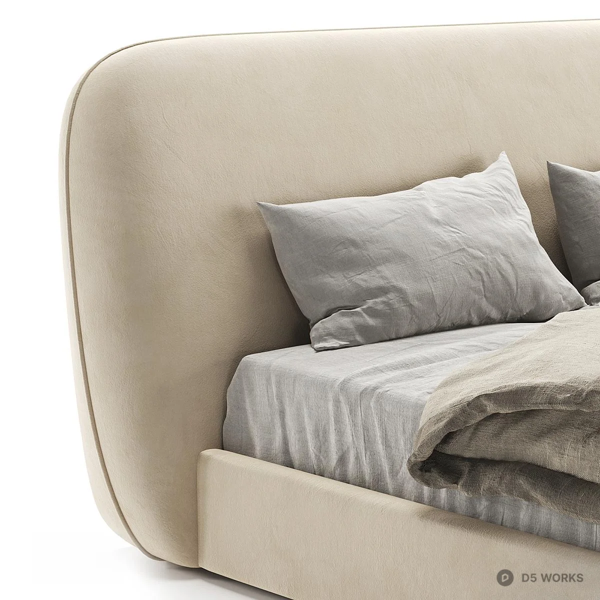 Minimalist Upholstered Double Bed 3d model thumbnail 3