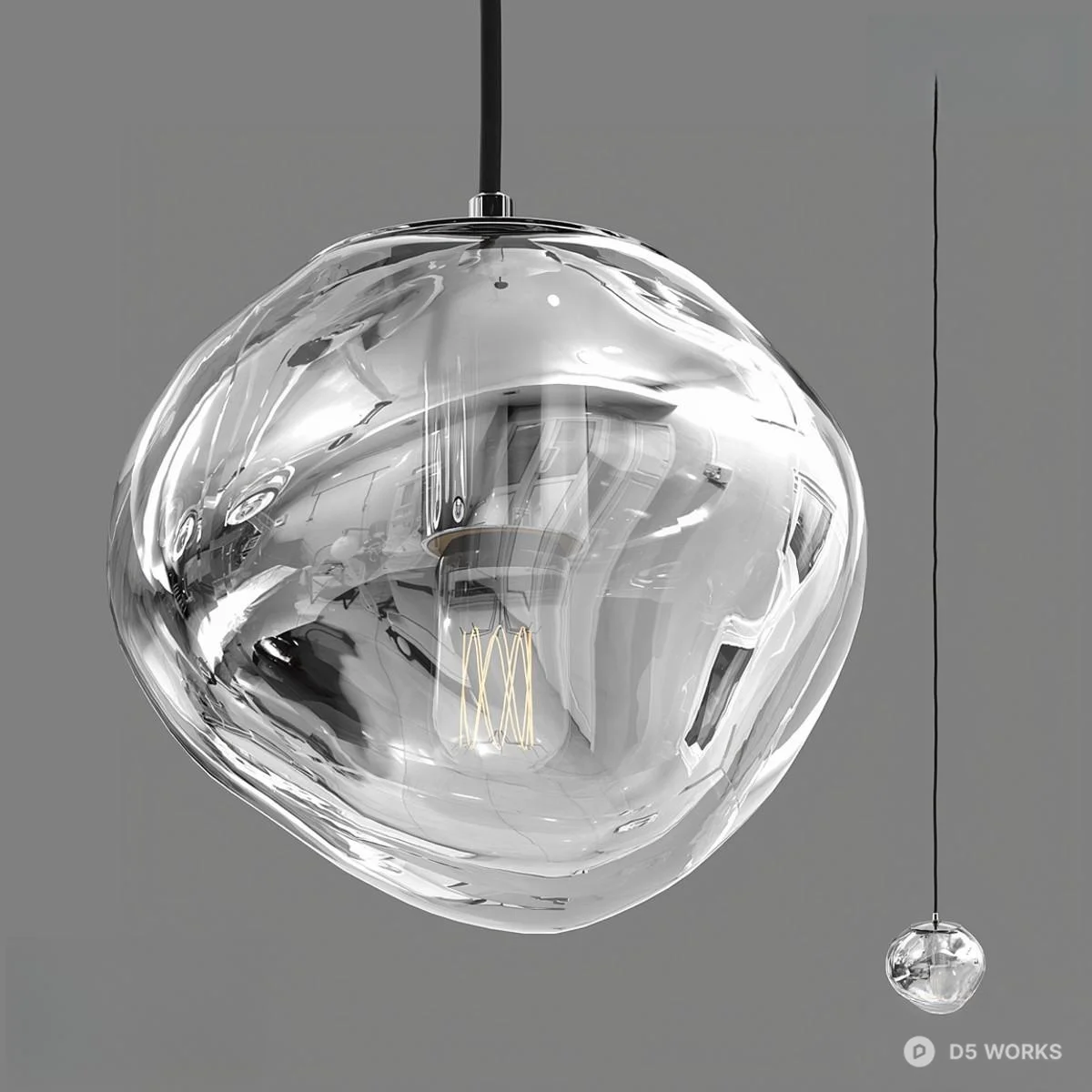 Organic Glass Pendant Lamp 3d model - Image 1