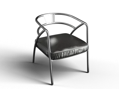 Metal Frame Armchair With Leather Seat 3d model