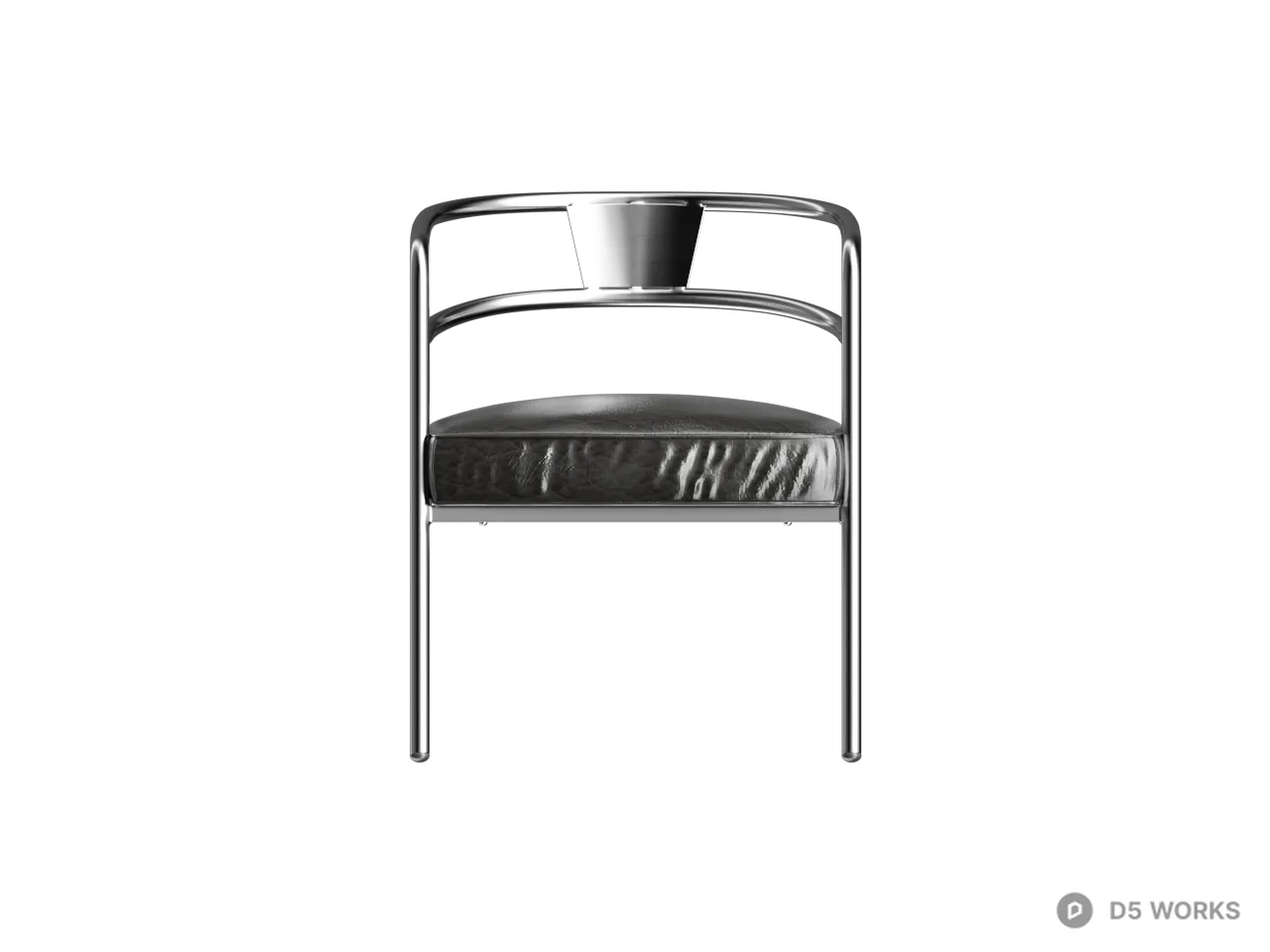 Metal Frame Armchair With Leather Seat 3d model thumbnail 2