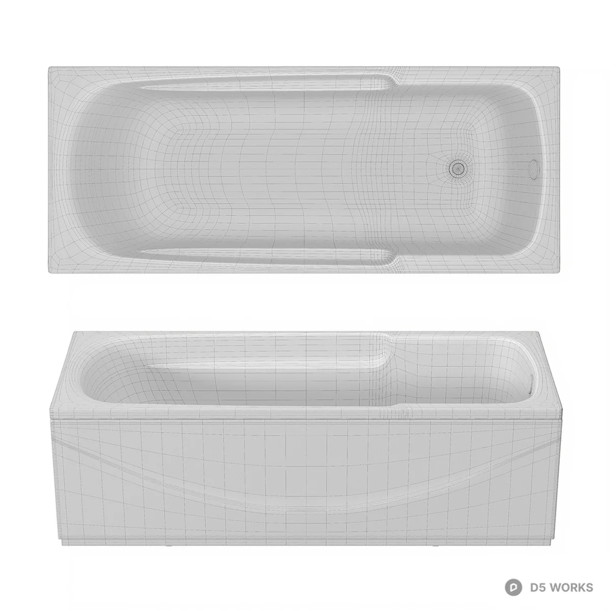 White Acrylic Bathtub 3d model thumbnail 2